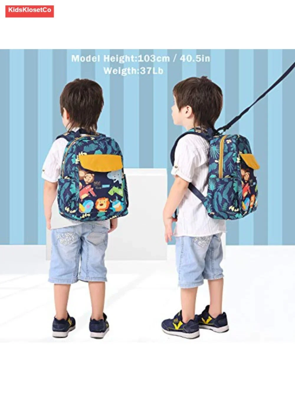 Toddler Backpack with Safety Harness Leash, Waterproof, Lightweight, Zoo Animal